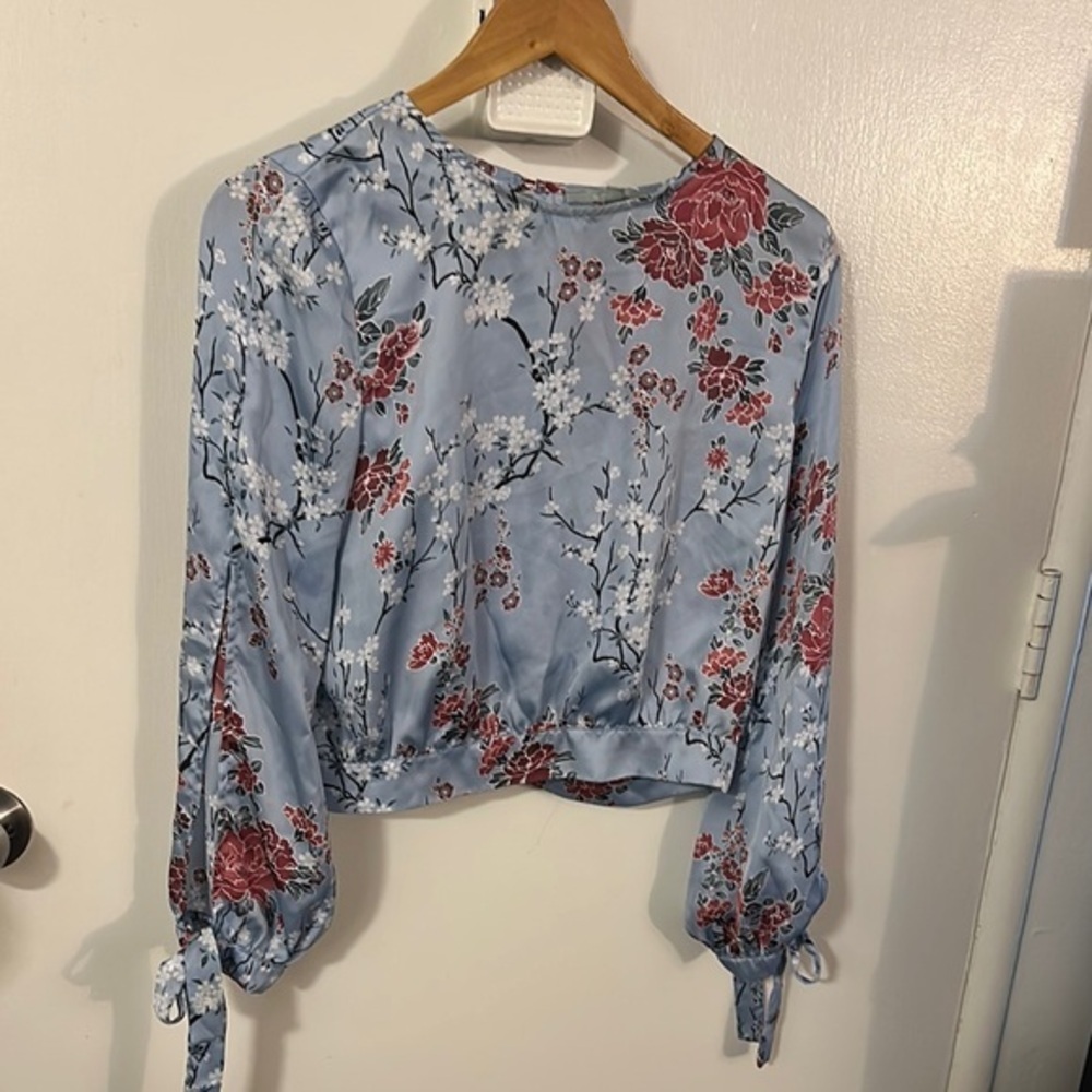 Sweet Rain Floral Blouse in Blue and Red